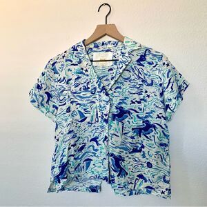 MAEVE Anthropology Classic Surf Fly Away Button Top